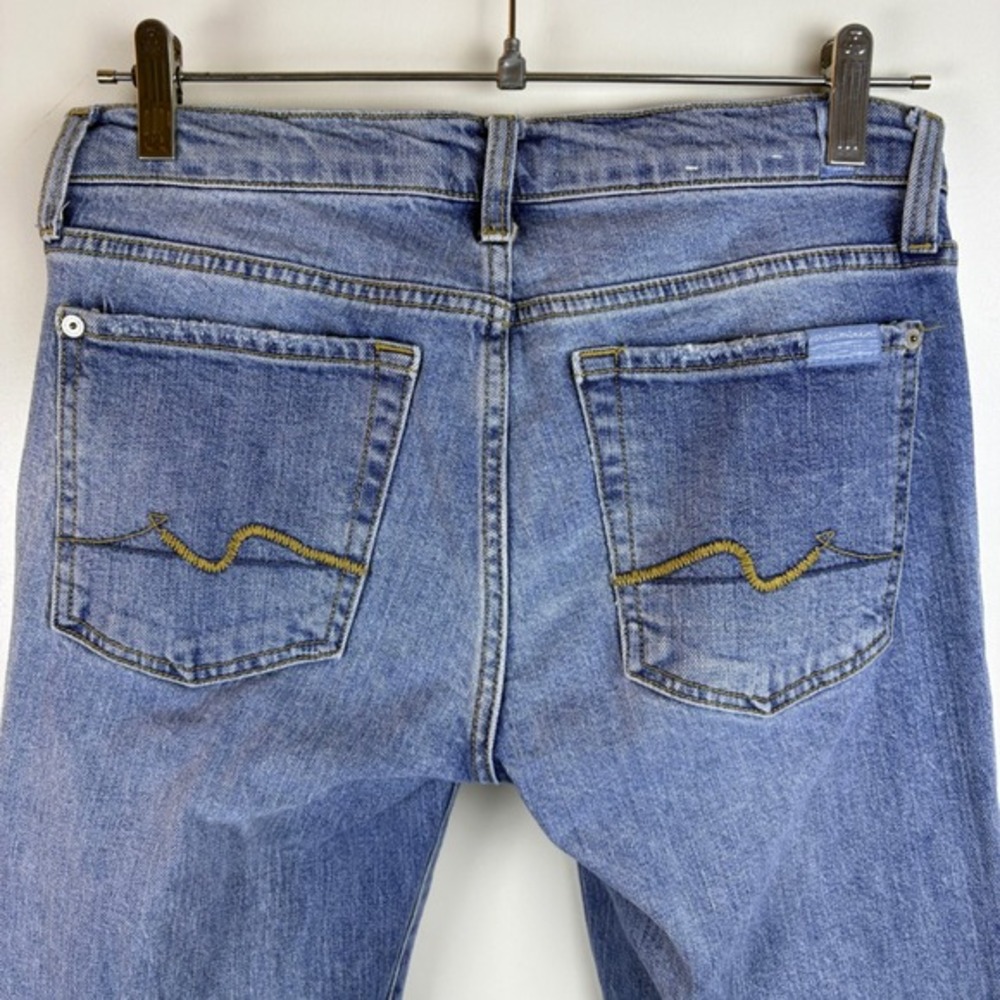 7 For All Mankind The Original Bootcut Light Wash Distressed Low Rise 27 Short - Picture 9 of 13